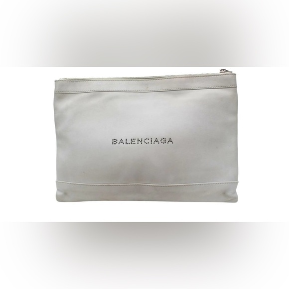 Balenciaga Light Everyday Zip Leather Pouch in Gray - Picture 1 of 10